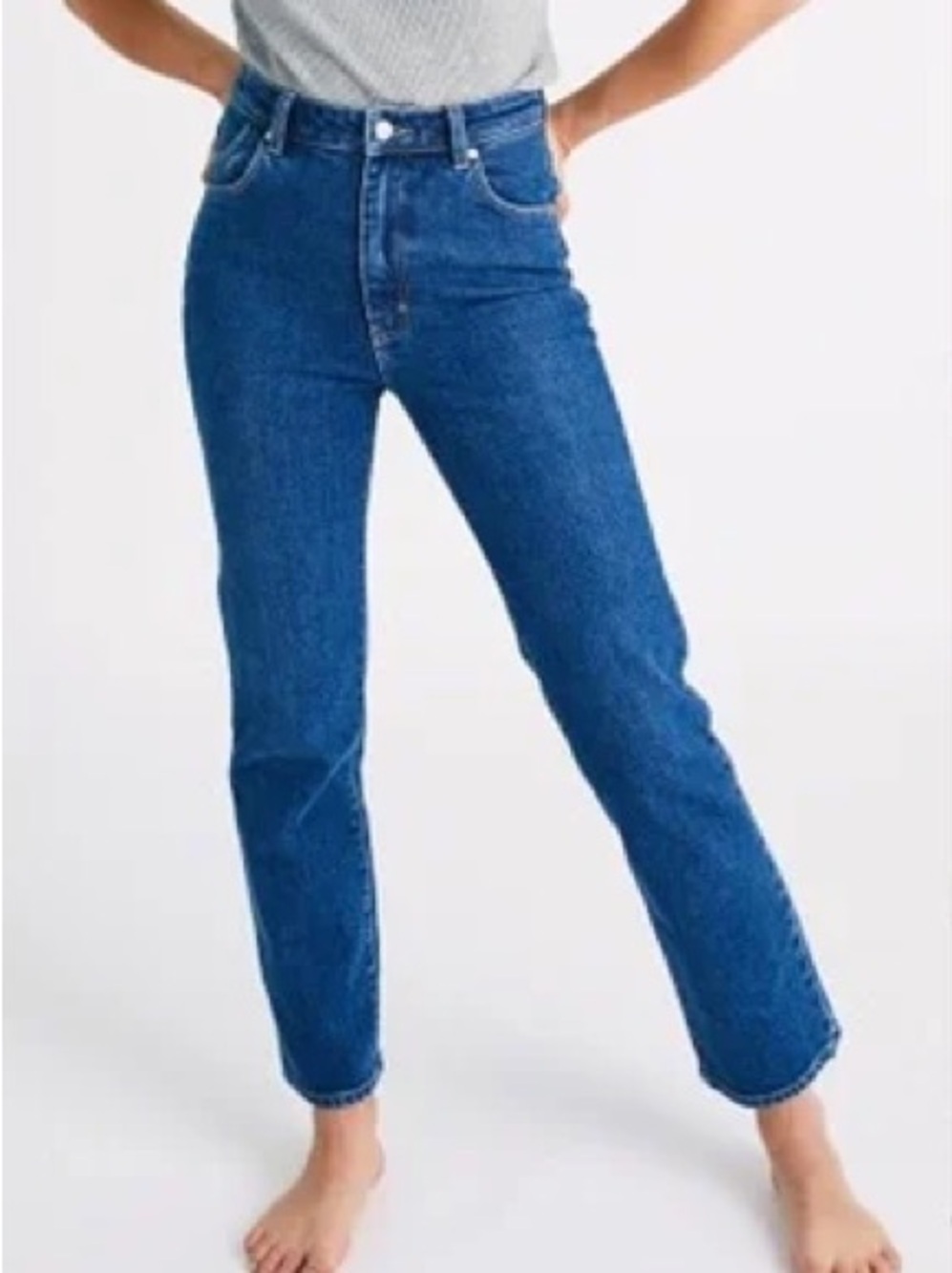 ROLLA'S Straight-Leg High-Rise Jeans in Deep Blue Denim